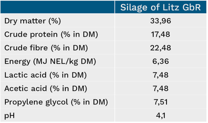 Overview of Litz GbR silage characteristics
